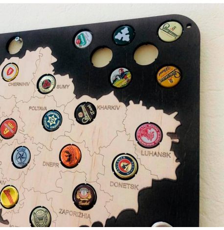 Скарбничка-карта для пивних кришок Capsboard Ukraine City Original