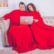 Плед с рукавами для двоих из микрофибры (красный)