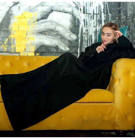 Плед с рукавами флисовый (черный) 180х150 см