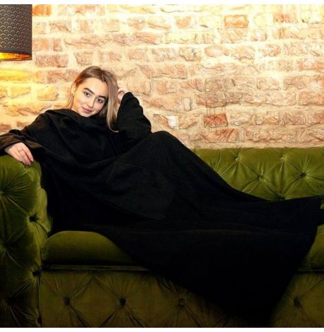 Плед с рукавами флисовый (черный) 180х150 см