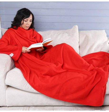 Плед с рукавами флисовый (красный) 180х150 см