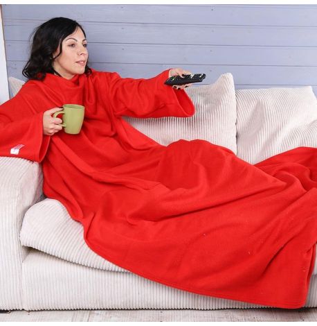 Плед с рукавами флисовый (красный) 180х150 см