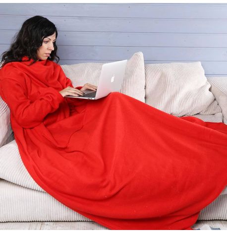 Плед с рукавами флисовый (красный) 180х150 см