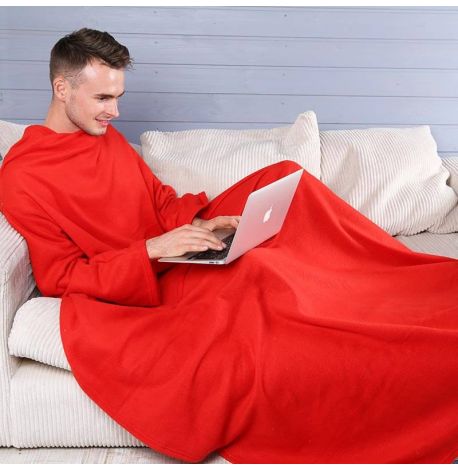 Плед с рукавами флисовый (красный) 180х150 см