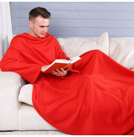 Плед с рукавами флисовый (красный) 180х150 см