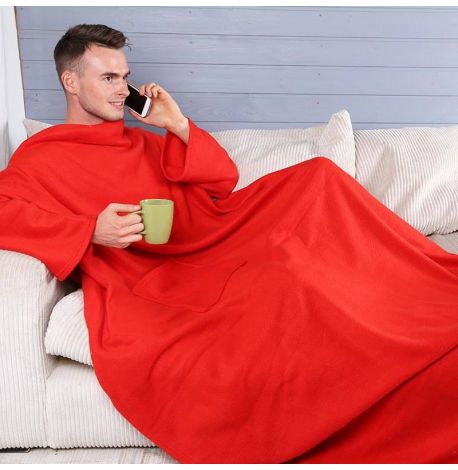 Плед с рукавами флисовый (красный) 180х150 см