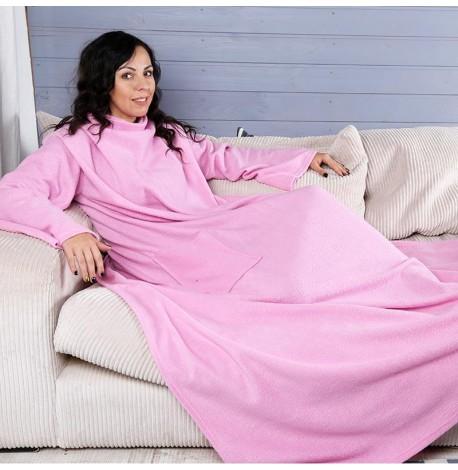 Плед с рукавами флисовый (розовый) 180х150 см