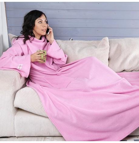 Плед с рукавами флисовый (розовый) 180х150 см