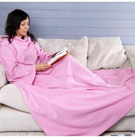 Плед с рукавами флисовый (розовый) 180х150 см