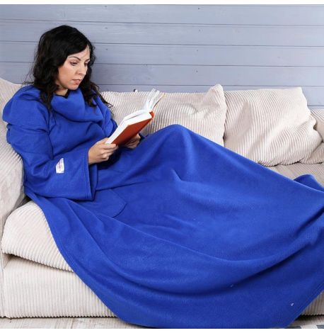 Плед с рукавами флисовый (синий) 180х150 см