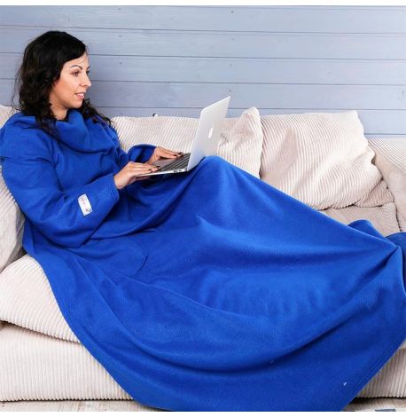 Плед с рукавами флисовый (синий) 180х150 см