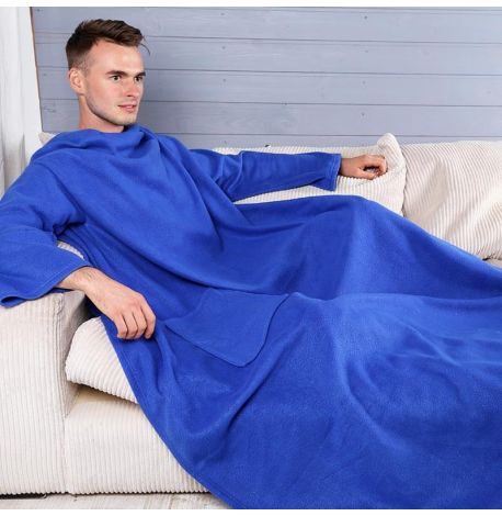 Плед с рукавами флисовый (синий) 180х150 см