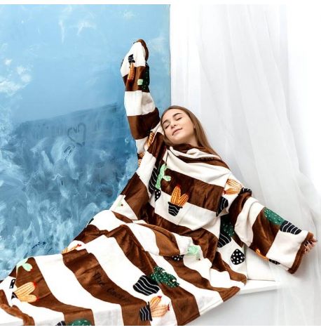 Плед с рукавами из микрофибры «Кактус» 200х160 см