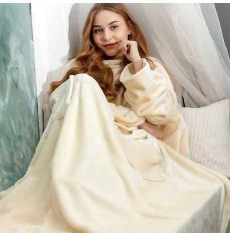 Плед с рукавами из микрофибры (бежевый) 200х150 см