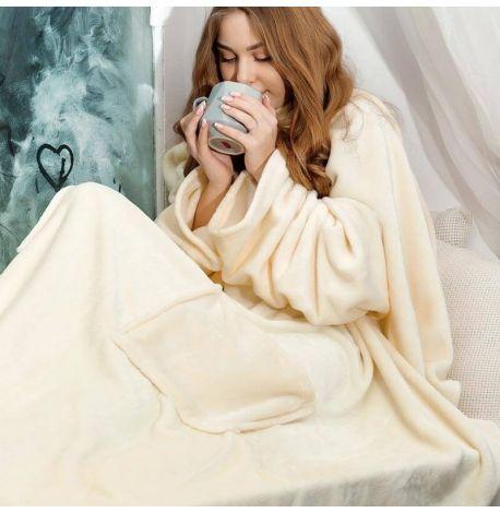 Плед с рукавами из микрофибры (бежевый) 200х150 см