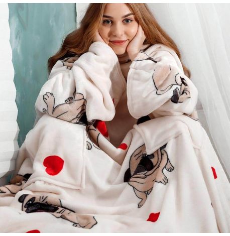 Плед с рукавами из микрофибры «Бульдог» 200х160 см