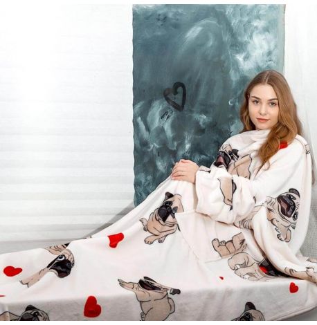 Плед с рукавами из микрофибры «Бульдог» 200х160 см