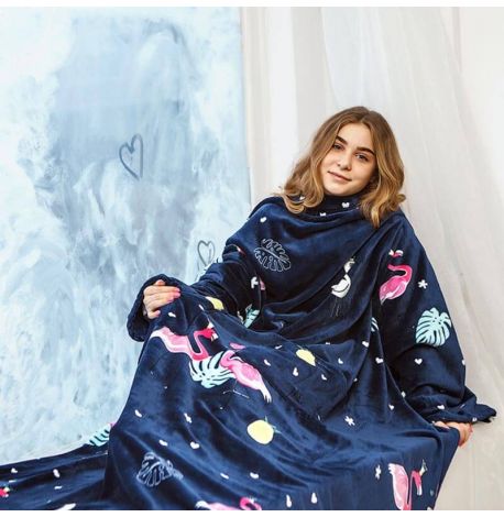 Плед с рукавами из микрофибры «Фламинго» 200х160 см