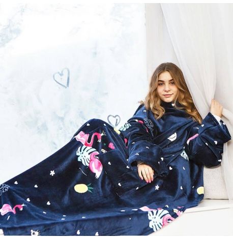 Плед с рукавами из микрофибры «Фламинго» 200х160 см