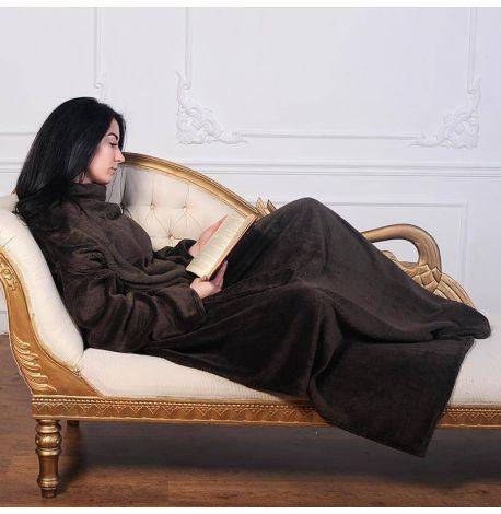 Плед с рукавами из микрофибры (коричневый) 200х150 см