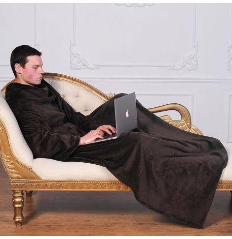 Плед с рукавами из микрофибры (коричневый) 200х150 см