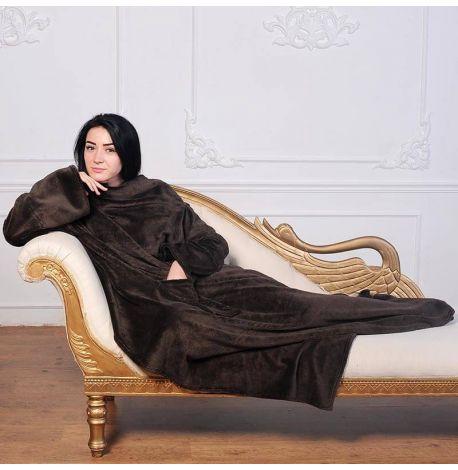 Плед с рукавами из микрофибры (коричневый) 200х150 см