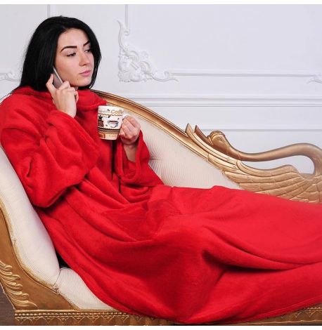 Плед с рукавами из микрофибры (красный) 200х150 см