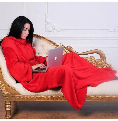 Плед с рукавами из микрофибры (красный) 200х150 см