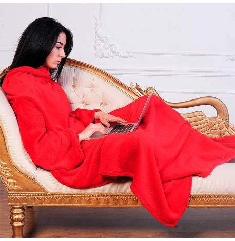 Плед с рукавами из микрофибры (красный) 200х150 см