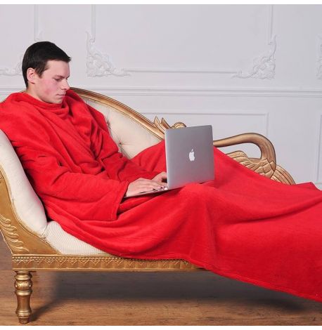 Плед с рукавами из микрофибры (красный) 200х150 см