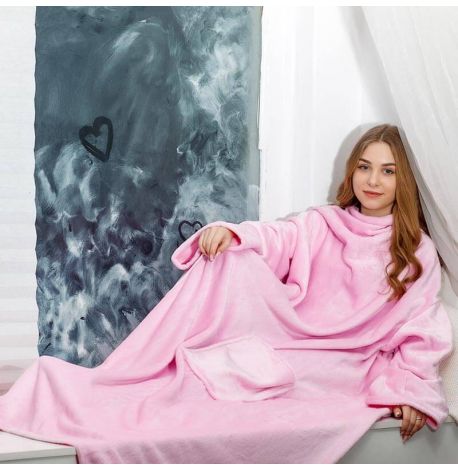 Плед с рукавами из микрофибры (розовый) 200х150 см