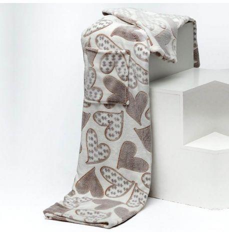 Плед с рукавами из микрофибры «Сердечки на белом» 200х160 см