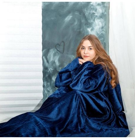 Плед с рукавами из микрофибры (синий) 200х150 см