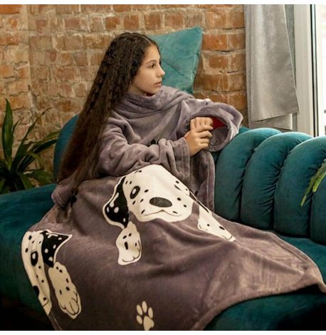 Плед з рукавами з мікрофібри Junior "Собачки" 160х100 см