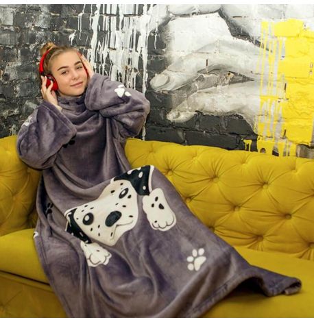 Плед з рукавами з мікрофібри Junior "Собачки" 160х100 см