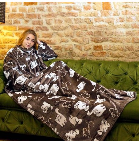 Плед з рукавами з мікрофібри «Котики» 200х160 см