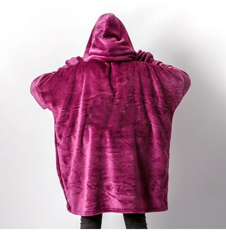 Худи-плед с рукавами и капюшоном из микрофибры (фиолетовый)