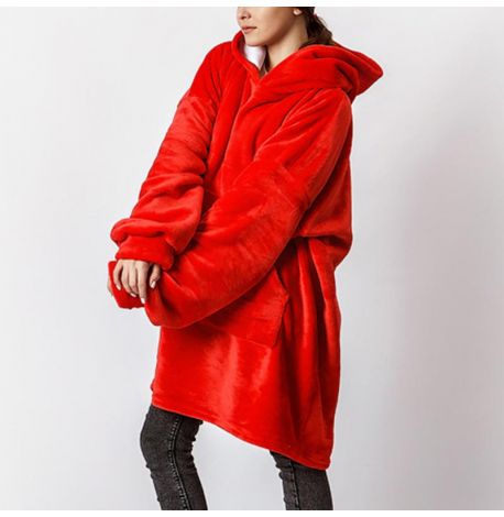 Худи-плед с рукавами и капюшоном из микрофибры (красный)