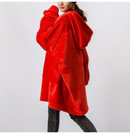 Худи-плед с рукавами и капюшоном из микрофибры (красный)