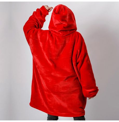 Худи-плед с рукавами и капюшоном из микрофибры (красный)