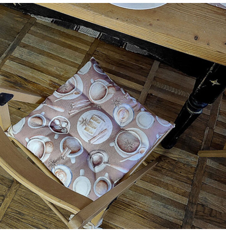 Подушка на стул с завязками «Столовый сервиз»