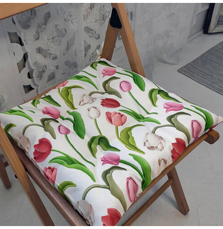 Подушка на стілець із зав'язками «Тюльпани»