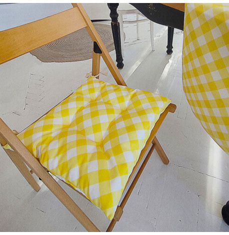 Подушка на стул с завязками «Бело-желтые полосы»