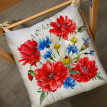 Подушка на стул с завязками «Маки, ромашки и васильки»