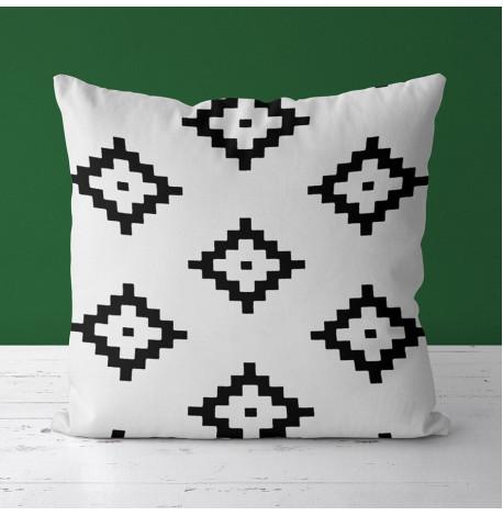Подушка "Чёрные геометрические ромбы на белом фоне", 30х30 см