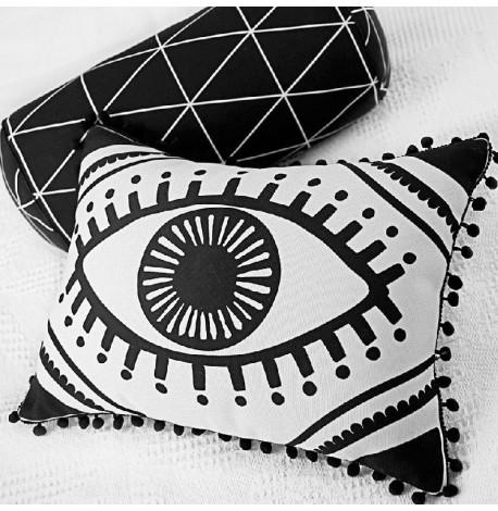 Подушка с помпонами "Глаз", 45х32 см