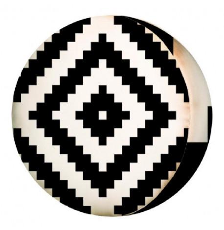 Подушка кругла "Чорно-білий геометричний ромб"