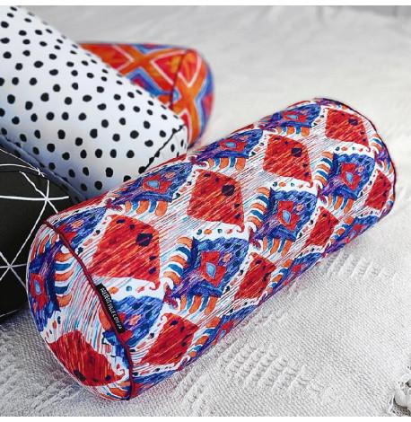 Подушка-валик "Красно-синий этно орнамент"