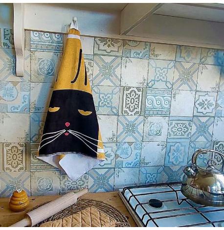 Полотенце с принтом "Витри лапки!" (кот)