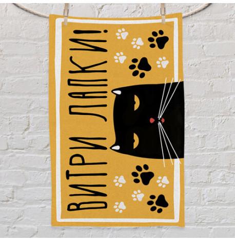 Полотенце с принтом "Витри лапки!" (кот)